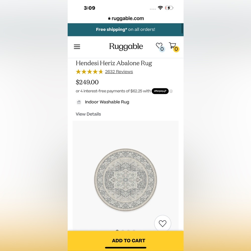 Ruggable 6’ round cover rug Hendisi Heriz Abalone